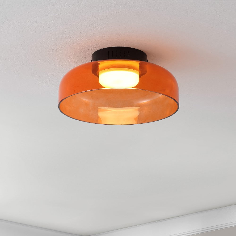 Orly 12" Modern Minimalist Iron/Glass Dimmable Integrated LED Flush Mount