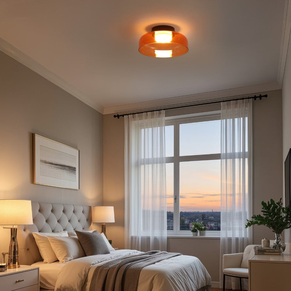 Orly 12" Modern Minimalist Iron/Glass Dimmable Integrated LED Flush Mount