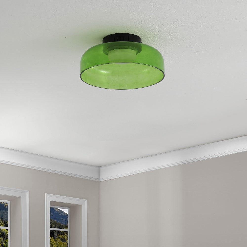 Orly 12" Modern Minimalist Iron/Glass Dimmable Integrated LED Flush Mount