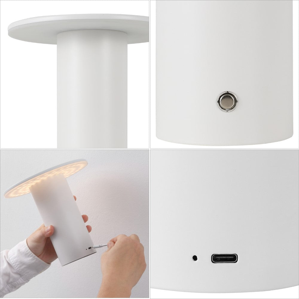 Ewell 7.5" Modern Minimalist Column Rechargeable/Cordless Dimmable Integrated LED Table Lamp with Touch Sensor Set 2