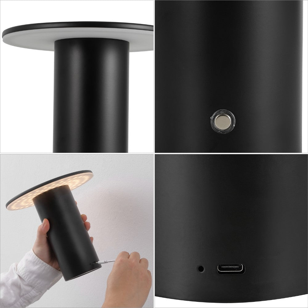 Ewell 7.5" Modern Minimalist Column Rechargeable/Cordless Dimmable Integrated LED Table Lamp with Touch Sensor Set 2