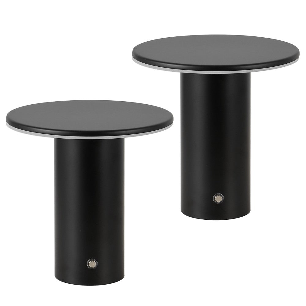 Ewell 7.5" Modern Minimalist Column Rechargeable/Cordless Dimmable Integrated LED Table Lamp with Touch Sensor Set 2