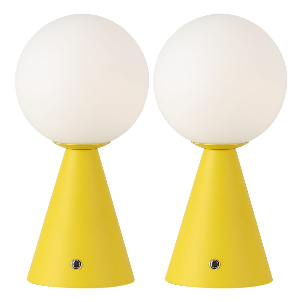 Helios 11.75" Modern Minimalist Globe Rechargeable/Cordless Dimmable Integrated LED Table Lamp with Touch Sensor Set 2