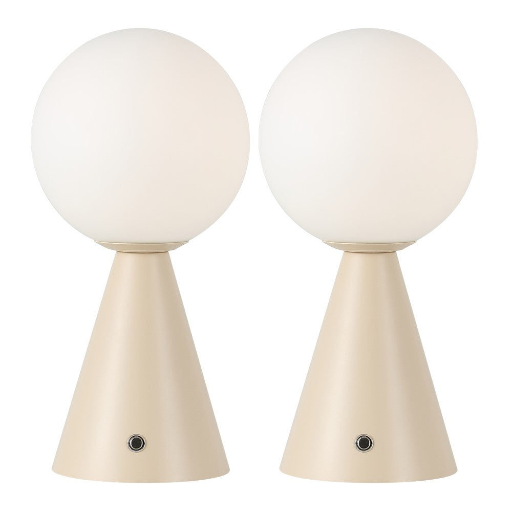 Helios 11.75" Modern Minimalist Globe Rechargeable/Cordless Dimmable Integrated LED Table Lamp with Touch Sensor Set 2