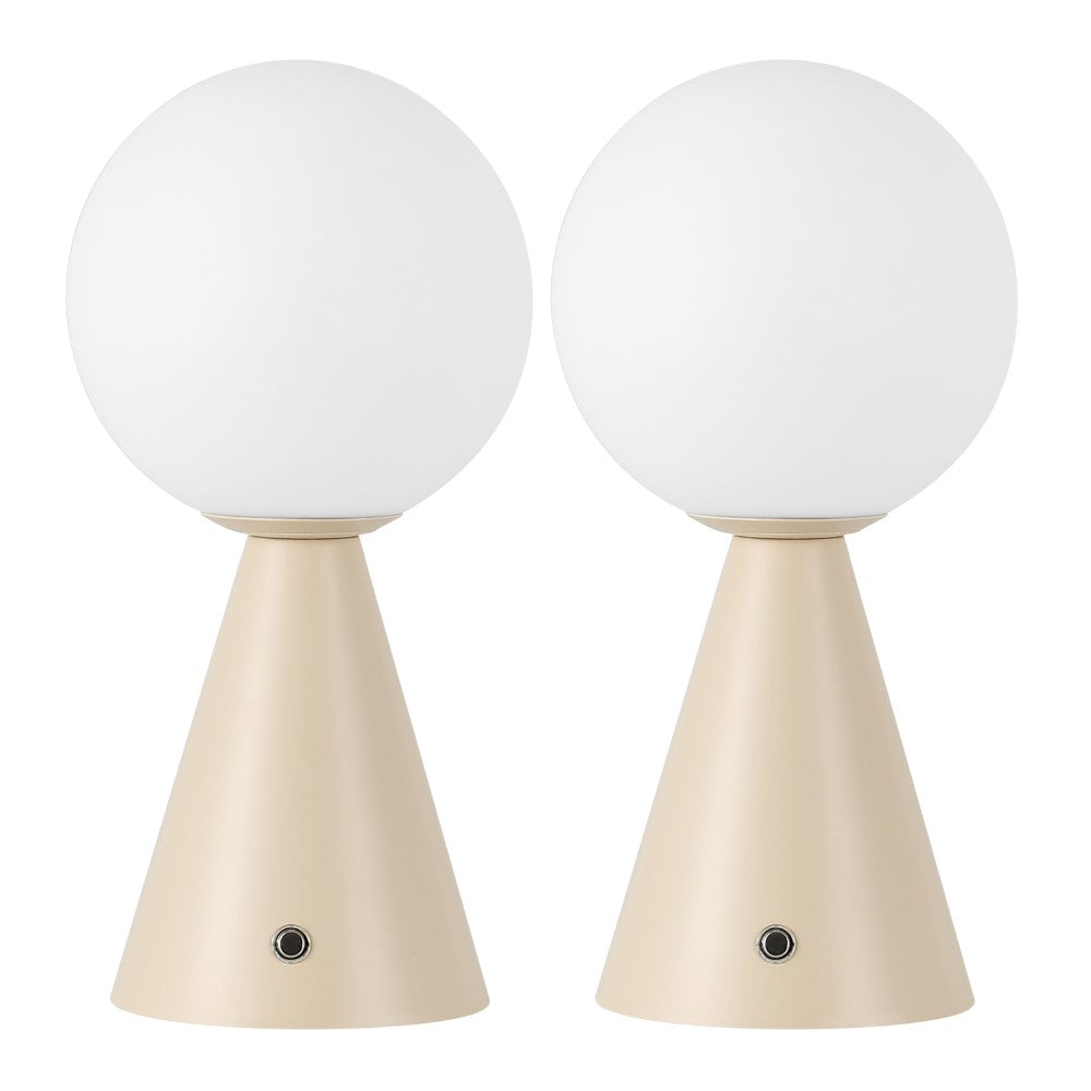 Helios 11.75" Modern Minimalist Globe Rechargeable/Cordless Dimmable Integrated LED Table Lamp with Touch Sensor Set 2