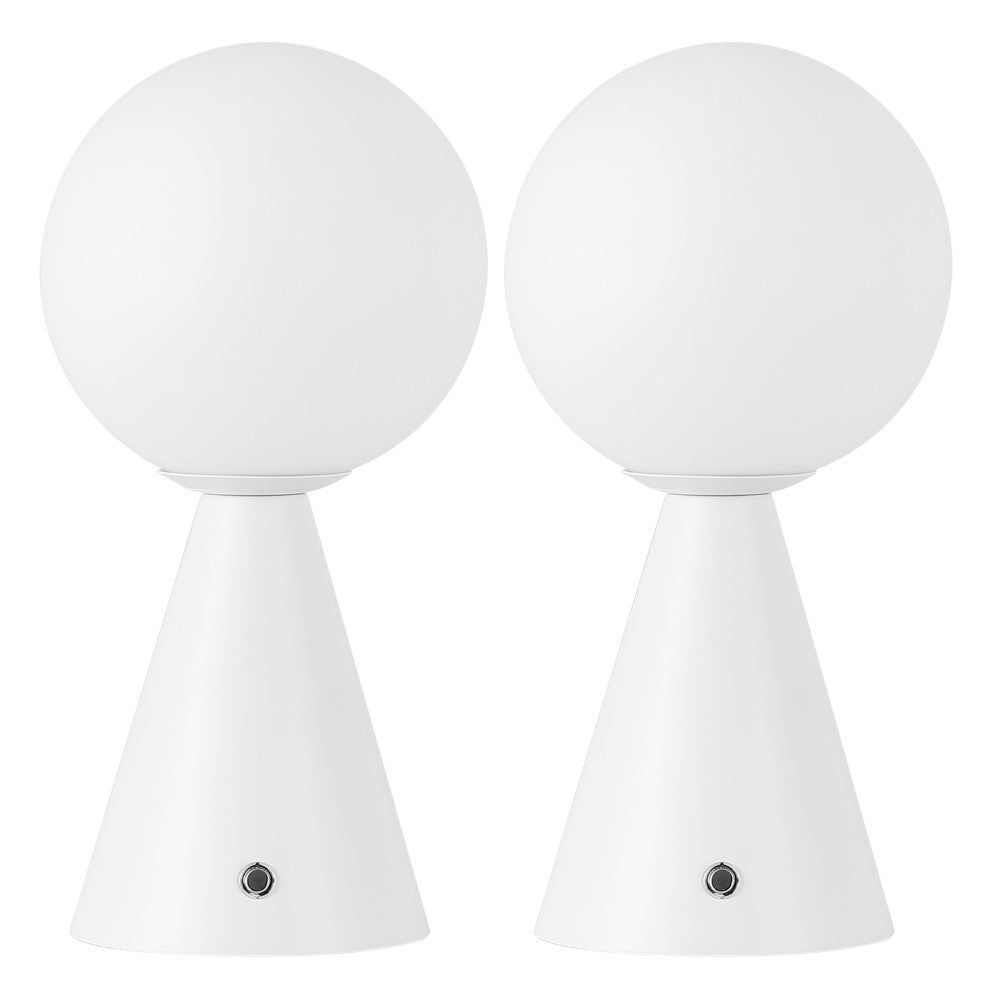 Helios 11.75" Modern Minimalist Globe Rechargeable/Cordless Dimmable Integrated LED Table Lamp with Touch Sensor Set 2