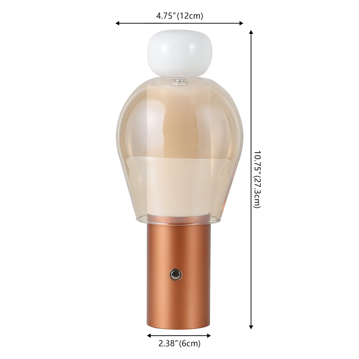 Vernis 10.75" Modern Glam Candle-Style Rechargeable/Cordless Dimmable Integrated LED Table Lamp with Touch Sensor