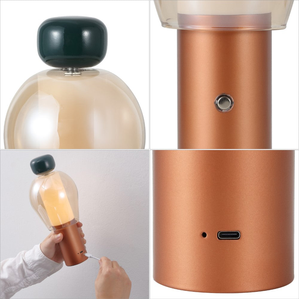 Vernis 10.75" Modern Glam Candle-Style Rechargeable/Cordless Dimmable Integrated LED Table Lamp with Touch Sensor