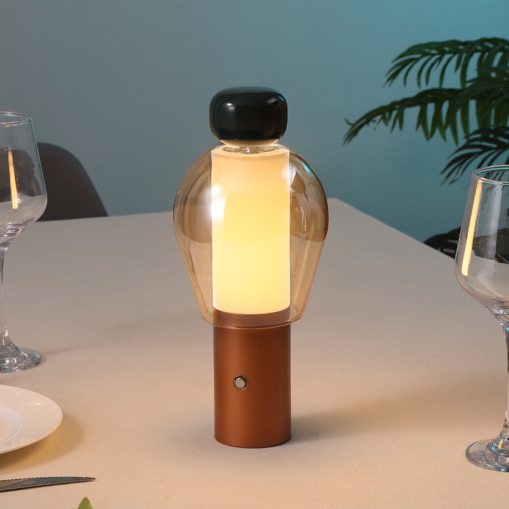 Vernis 10.75" Modern Glam Candle-Style Rechargeable/Cordless Dimmable Integrated LED Table Lamp with Touch Sensor