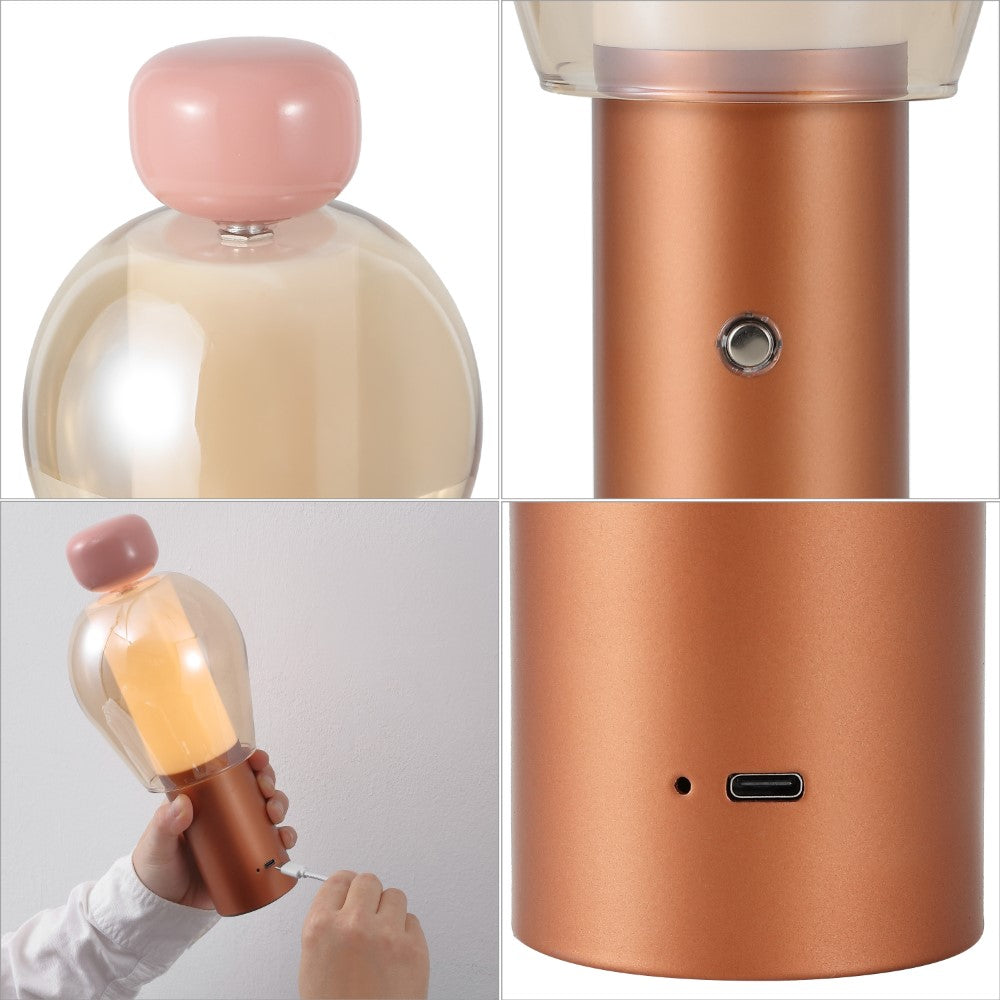 Vernis 10.75" Modern Glam Candle-Style Rechargeable/Cordless Dimmable Integrated LED Table Lamp with Touch Sensor