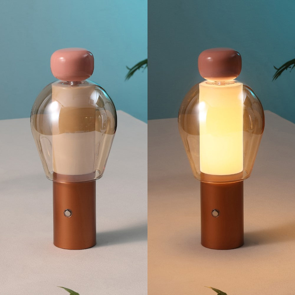 Vernis 10.75" Modern Glam Candle-Style Rechargeable/Cordless Dimmable Integrated LED Table Lamp with Touch Sensor