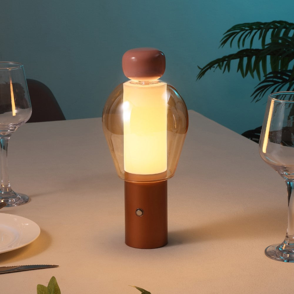 Vernis 10.75" Modern Glam Candle-Style Rechargeable/Cordless Dimmable Integrated LED Table Lamp with Touch Sensor