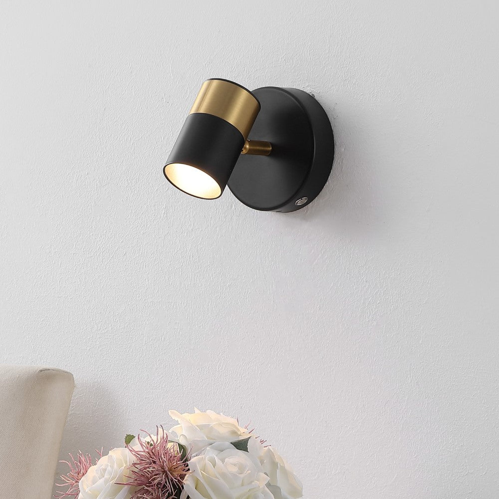 Hawk 6" 1-Light Modern Adjustable Head Integrated Dimmable LED Rechargeable Wall Spotlight with Touch Sensor