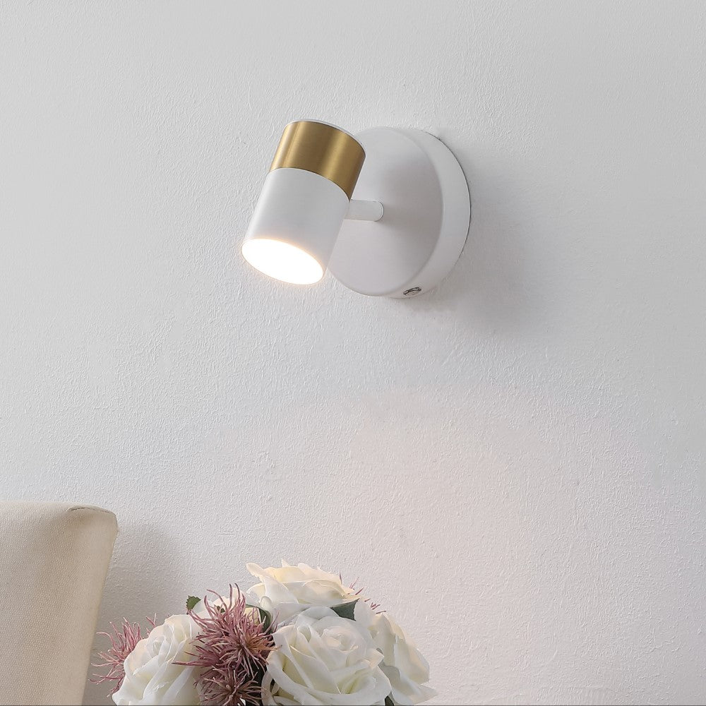 Hawk 6" 1-Light Modern Adjustable Head Integrated Dimmable LED Rechargeable Wall Spotlight with Touch Sensor