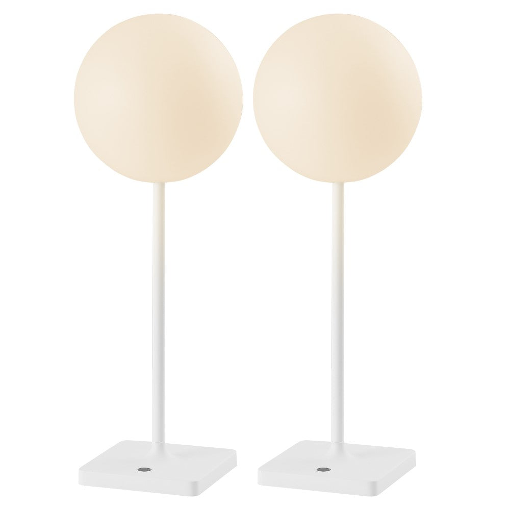 Verna 17.5" Modern Minimalist Indoor/Outdoor Metal Globe Rechargeable/Cordless Dimmable Integrated LED Table Lamp with Touch Sensor Set 2