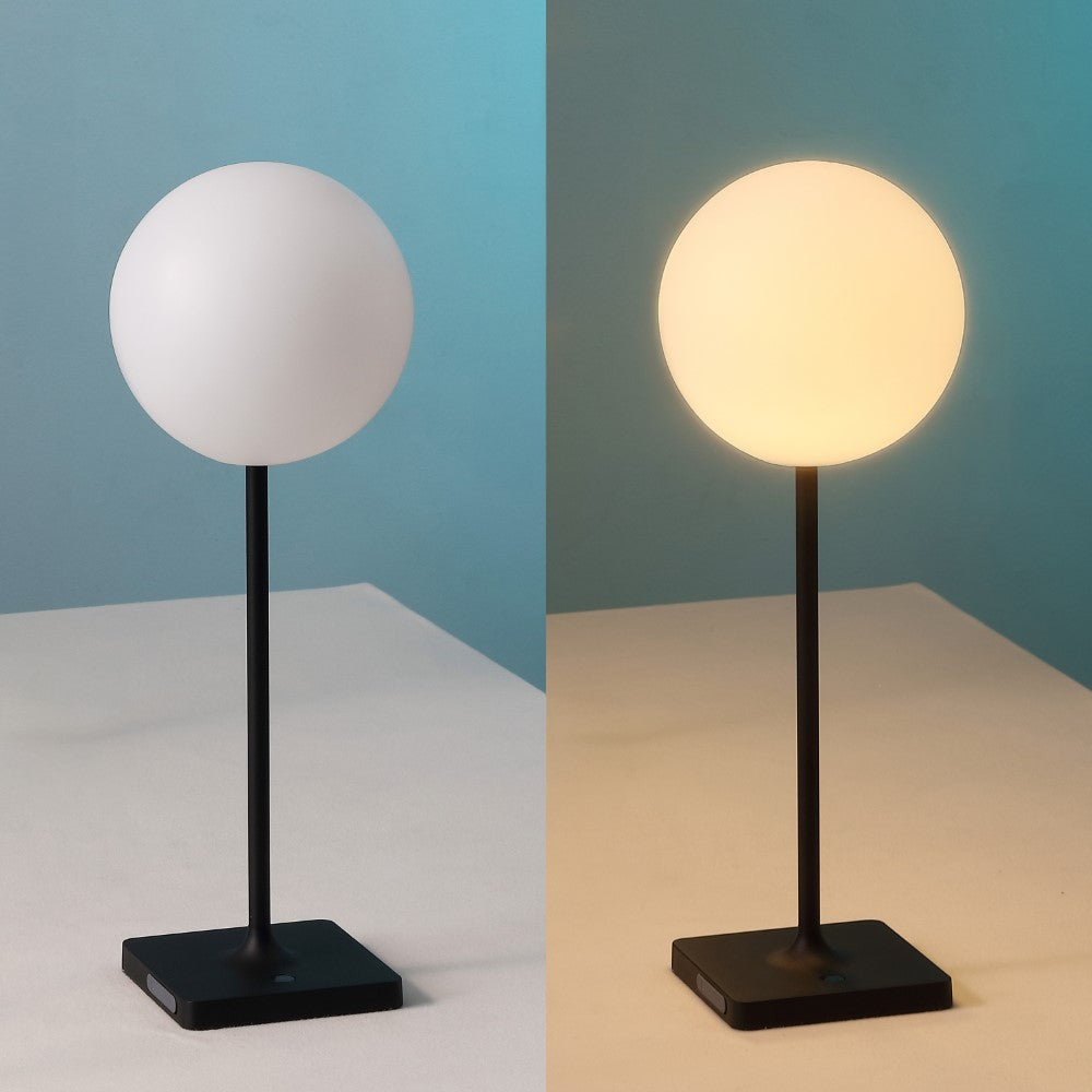 Verna 17.5" Modern Minimalist Indoor/Outdoor Metal Globe Rechargeable/Cordless Dimmable Integrated LED Table Lamp with Touch Sensor Set 2