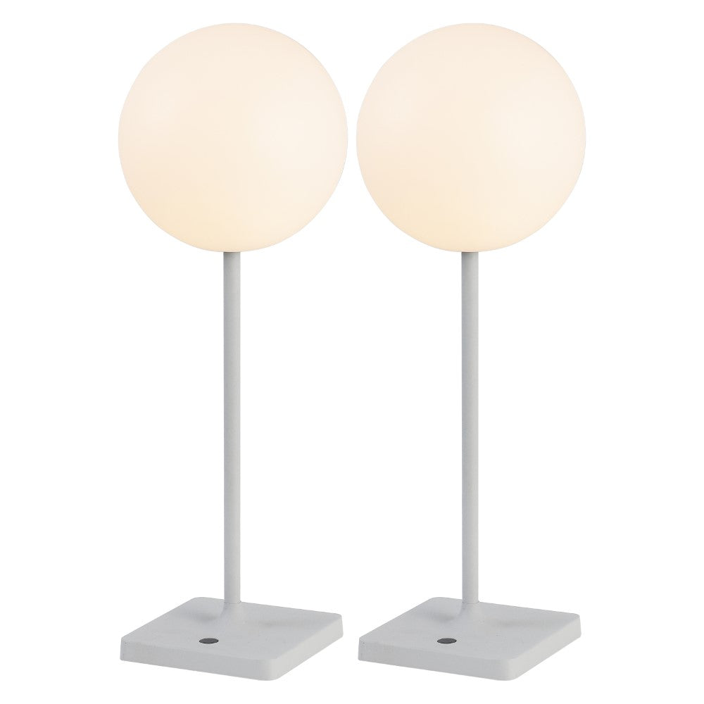 Verna 17.5" Modern Minimalist Indoor/Outdoor Metal Globe Rechargeable/Cordless Dimmable Integrated LED Table Lamp with Touch Sensor Set 2