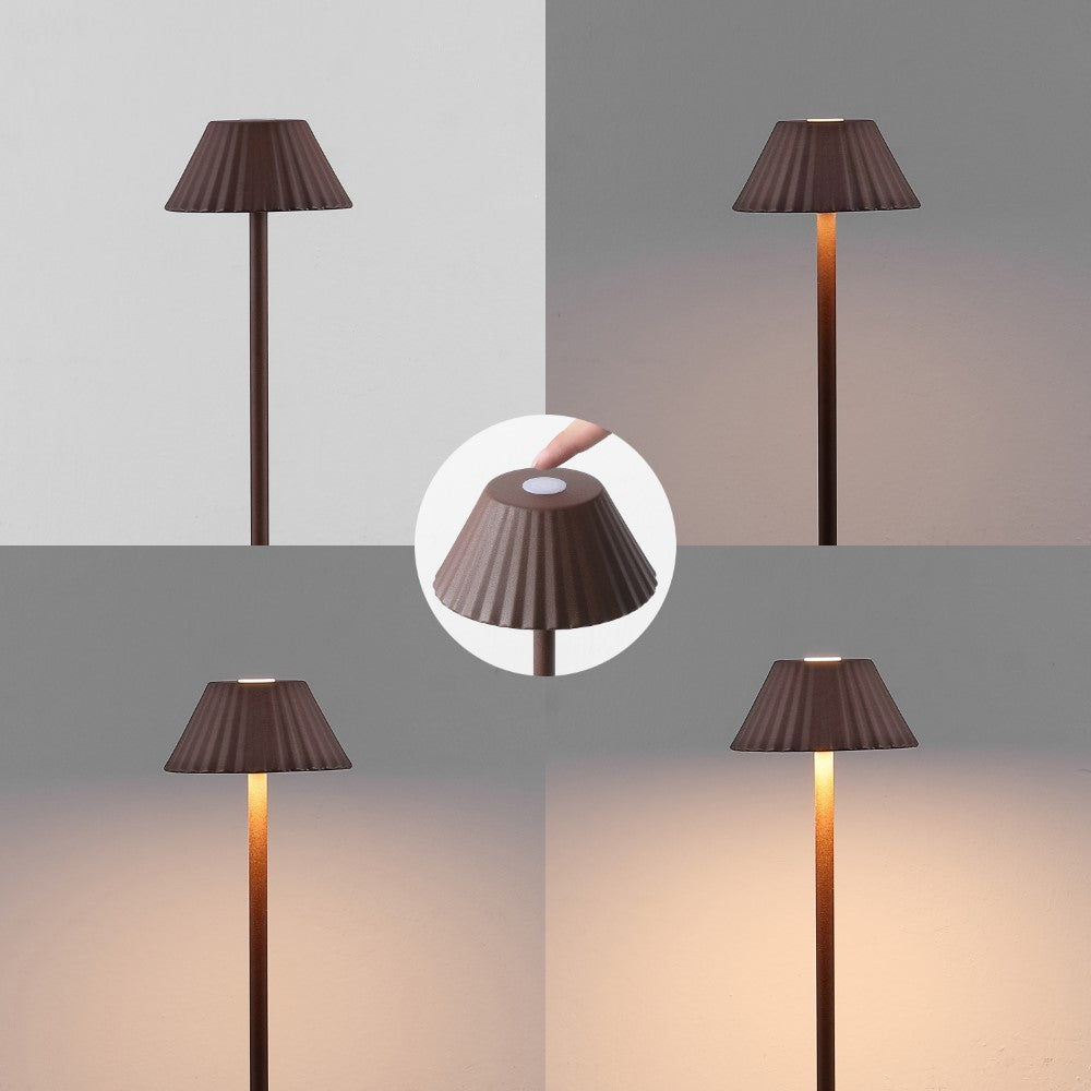 Gram 44" Modern Minimalist Indoor/Outdoor Iron Pleated Shade Rechargeable/Cordless Dimmable Integrated LED Floor Lamp