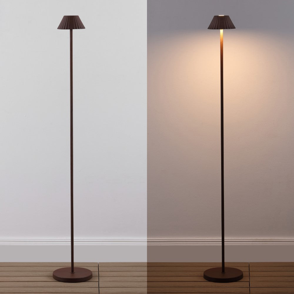 Gram 44" Modern Minimalist Indoor/Outdoor Iron Pleated Shade Rechargeable/Cordless Dimmable Integrated LED Floor Lamp