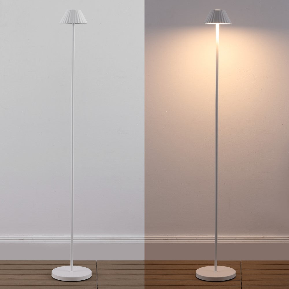 Gram 44" Modern Minimalist Indoor/Outdoor Iron Pleated Shade Rechargeable/Cordless Dimmable Integrated LED Floor Lamp