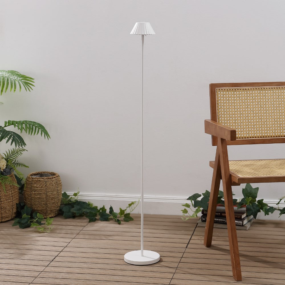 Gram 44" Modern Minimalist Indoor/Outdoor Iron Pleated Shade Rechargeable/Cordless Dimmable Integrated LED Floor Lamp