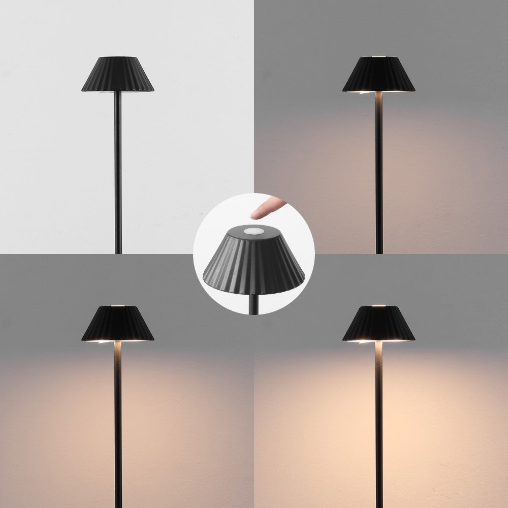 Gram 44" Modern Minimalist Indoor/Outdoor Iron Pleated Shade Rechargeable/Cordless Dimmable Integrated LED Floor Lamp