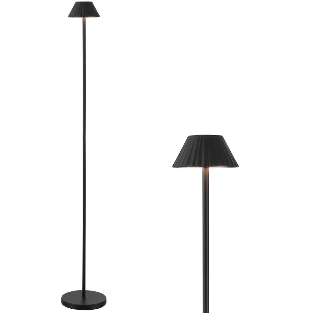 Gram 44" Modern Minimalist Indoor/Outdoor Iron Pleated Shade Rechargeable/Cordless Dimmable Integrated LED Floor Lamp