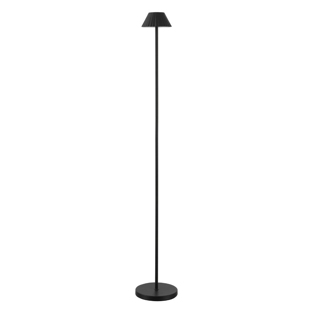 Gram 44" Modern Minimalist Indoor/Outdoor Iron Pleated Shade Rechargeable/Cordless Dimmable Integrated LED Floor Lamp