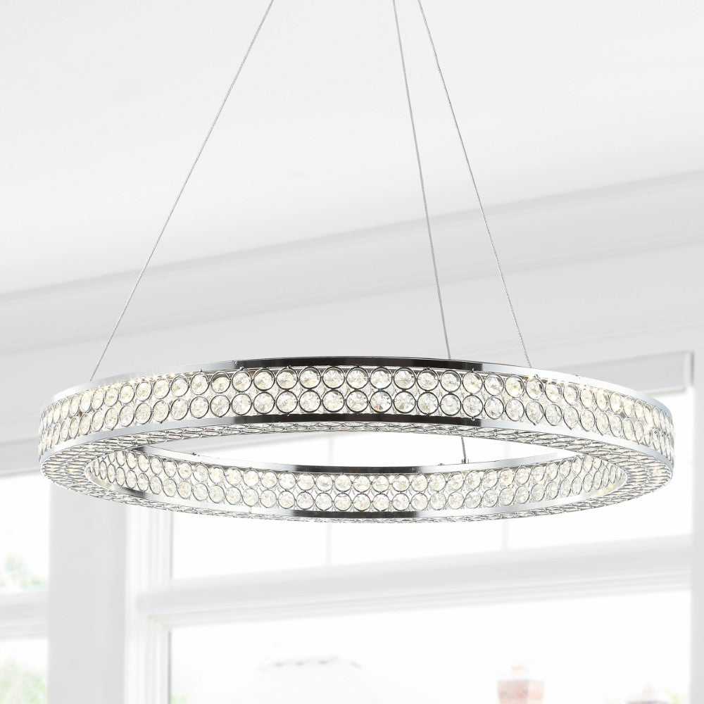 Ryan 24.7" Round Integrated LED Crystal/Metal Pendant