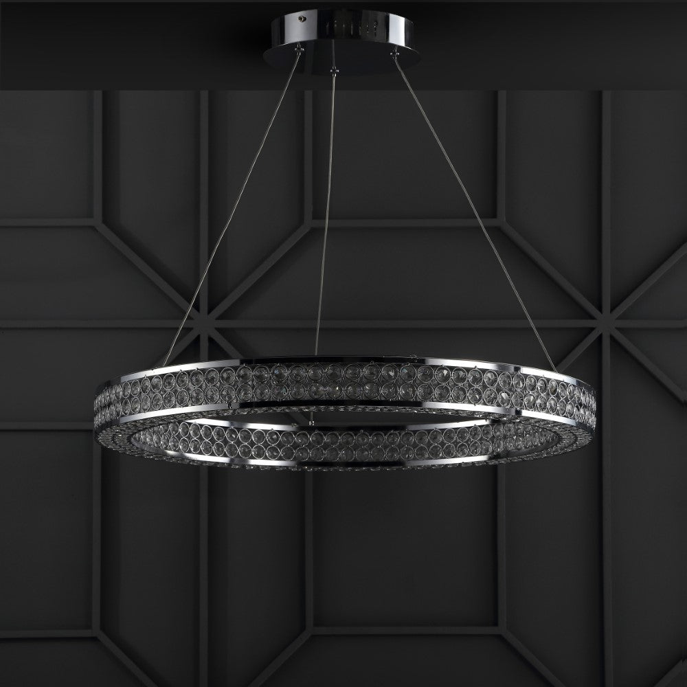 Ryan 24.7" Round Integrated LED Crystal/Metal Pendant