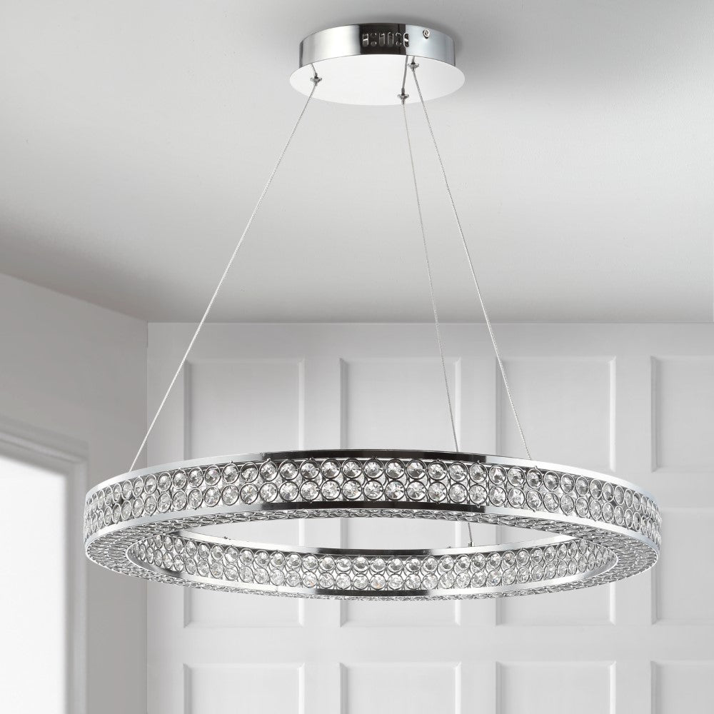 Ryan 24.7" Round Integrated LED Crystal/Metal Pendant