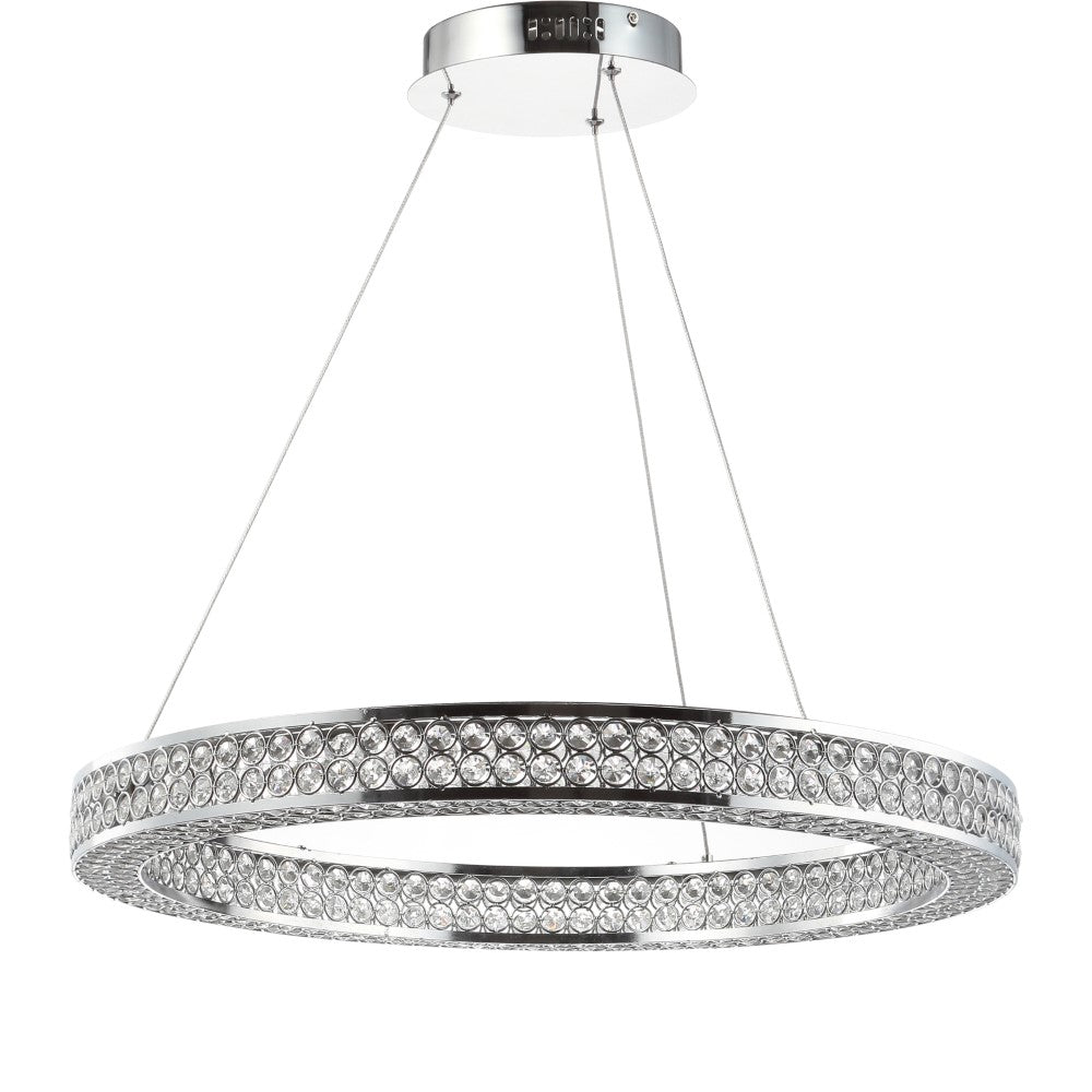 Ryan 24.7" Round Integrated LED Crystal/Metal Pendant