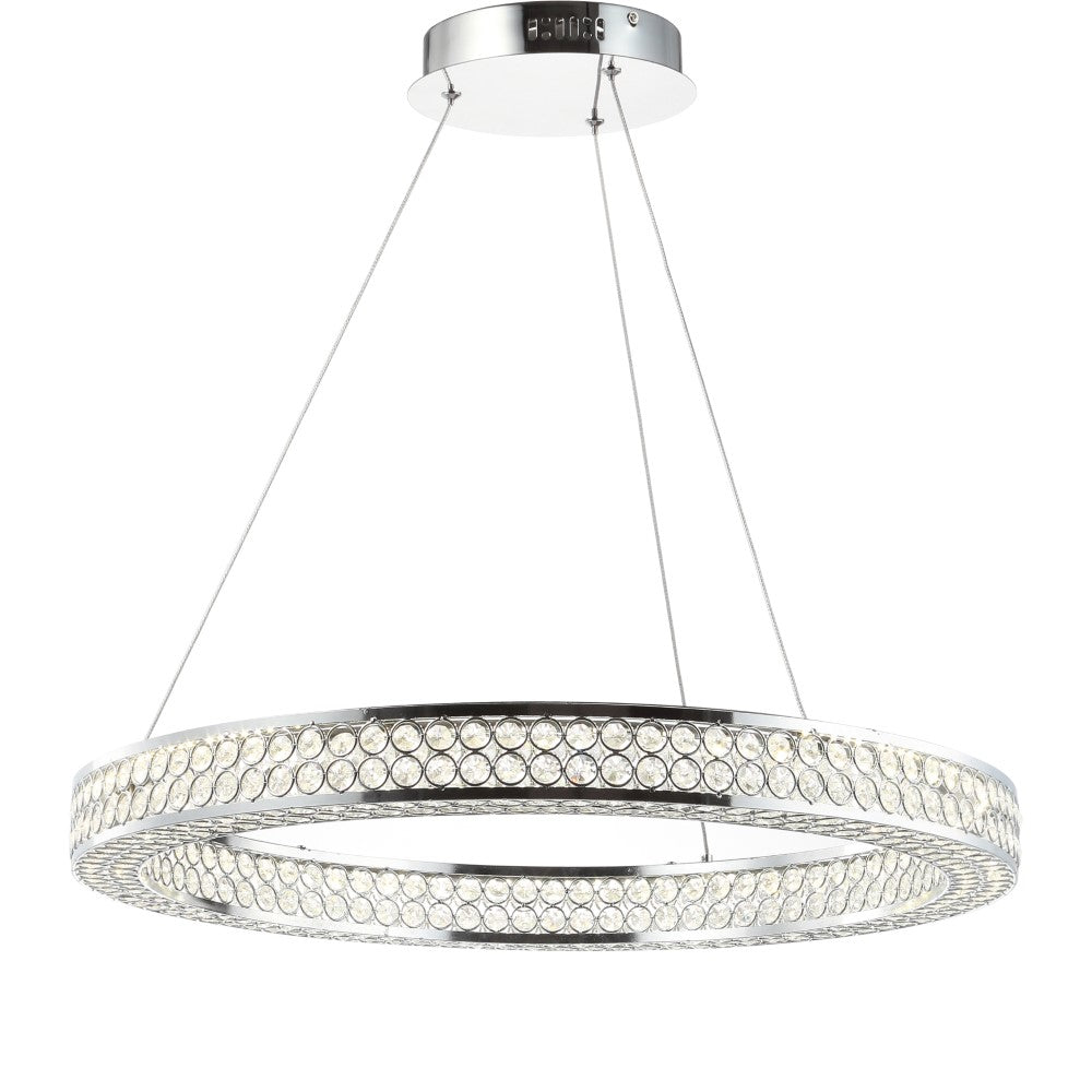 Ryan 24.7" Round Integrated LED Crystal/Metal Pendant
