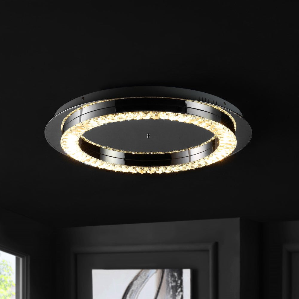 Pounde 18" Integrated Iron/Crystal Glam LED Flush Mount