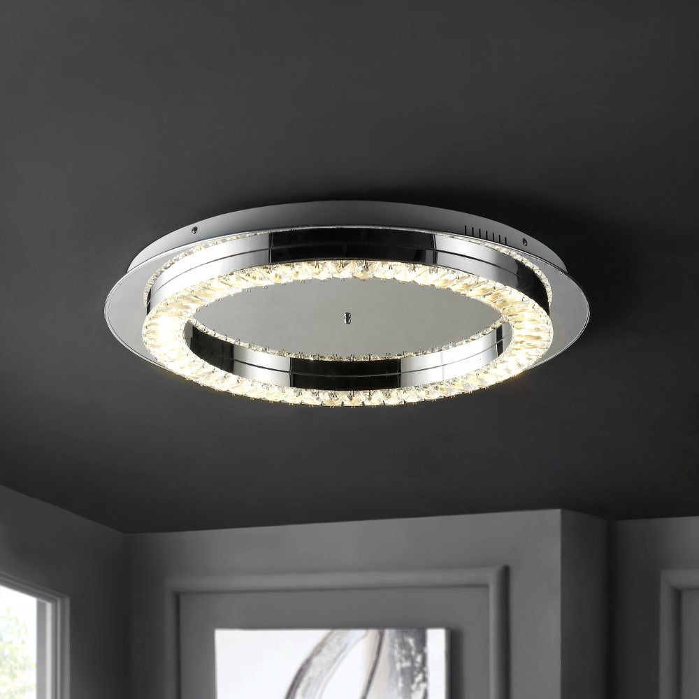 Pounde 18" Integrated Iron/Crystal Glam LED Flush Mount