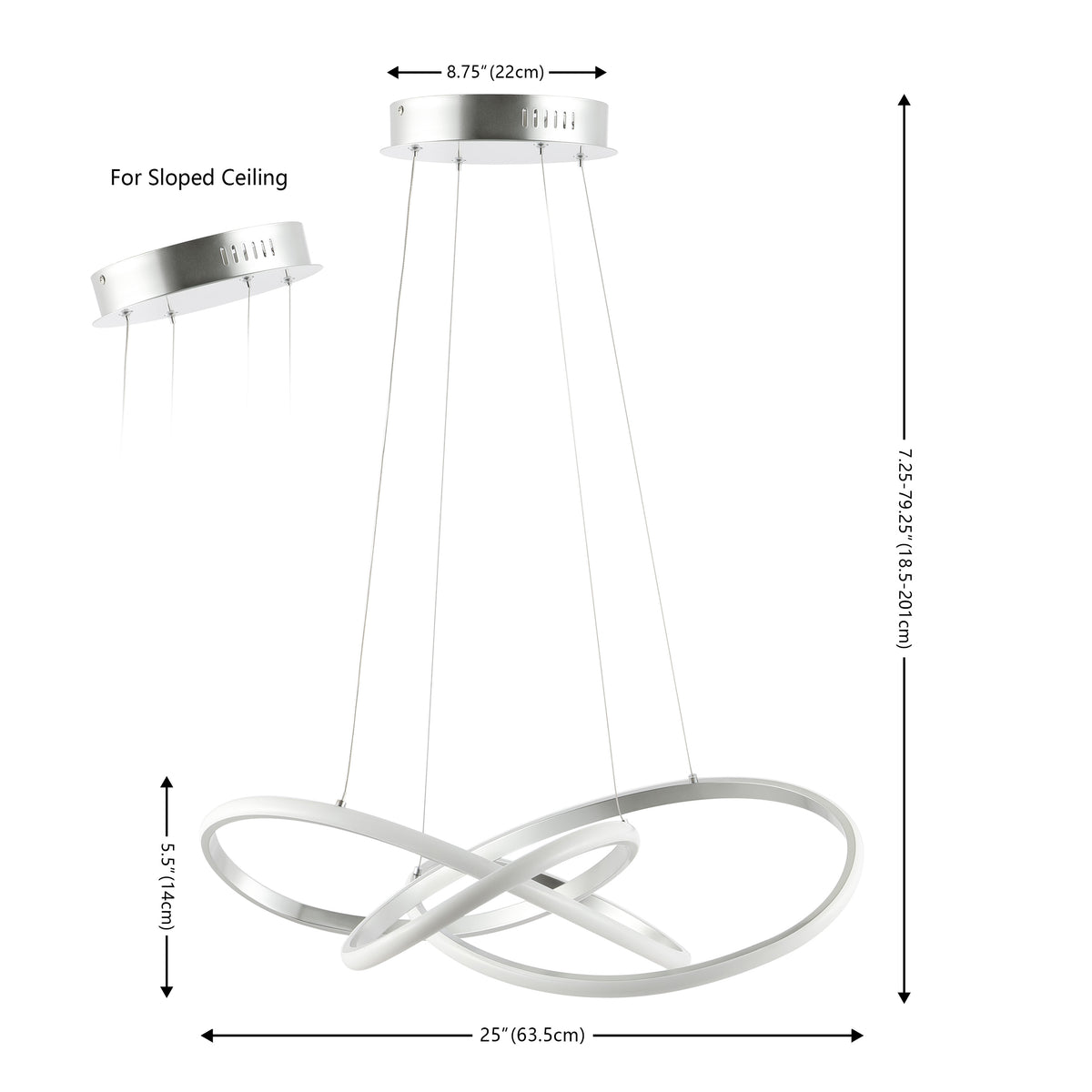 Angel 25" Abstract Integrated LED Metal Adjustable Pendant