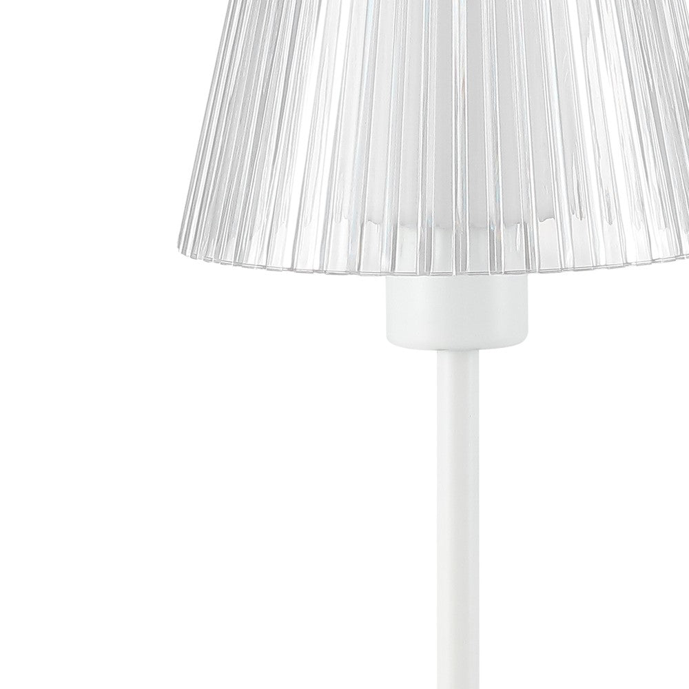 Ariston Modern Industrial Rechargeable/Cordless Iron/Acrylic Integrated LED Table Lamp with Ribbed Shade