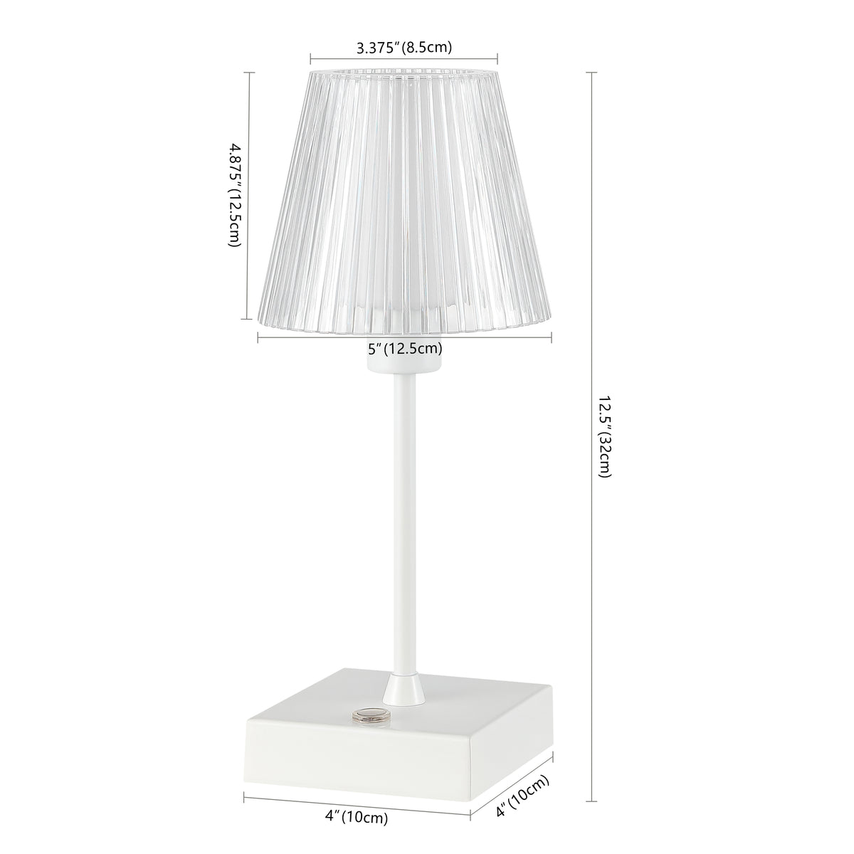 Ariston Modern Industrial Rechargeable/Cordless Iron/Acrylic Integrated LED Table Lamp with Ribbed Shade