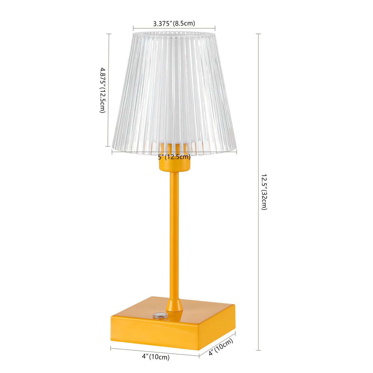 Ariston Modern Industrial Rechargeable/Cordless Iron/Acrylic Integrated LED Table Lamp with Ribbed Shade