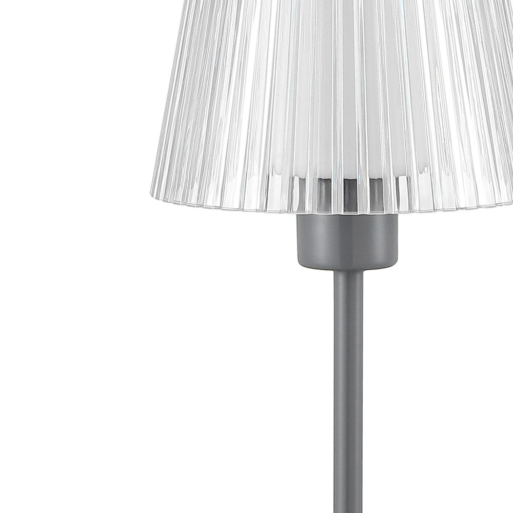 Ariston Modern Industrial Rechargeable/Cordless Iron/Acrylic Integrated LED Table Lamp with Ribbed Shade