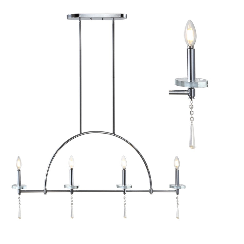 Dakota 41" 4-light Linear Metal/Crystal LED Pendant