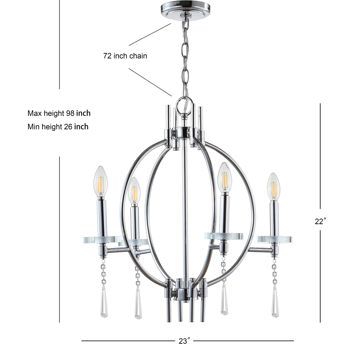 Gatlin 23" Crystal/Metal LED Chandelier