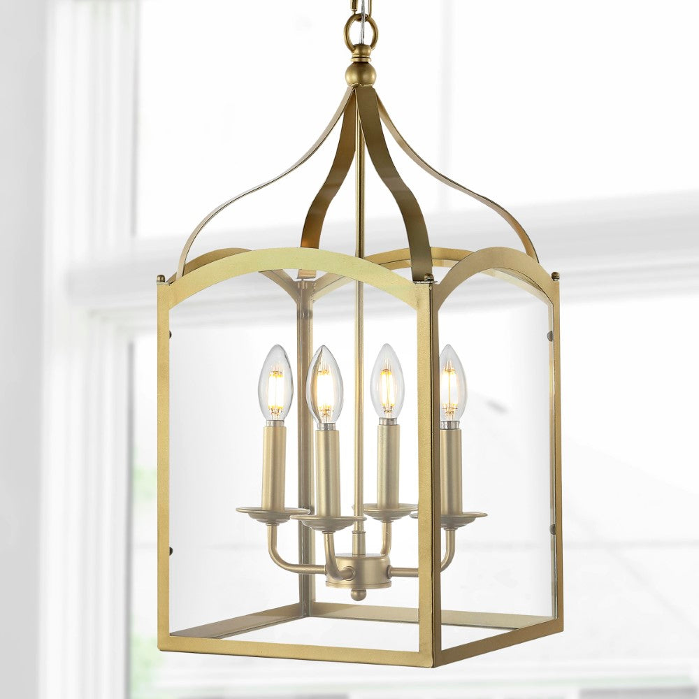 Hayes 11" Lantern Metal/Glass LED Pendant