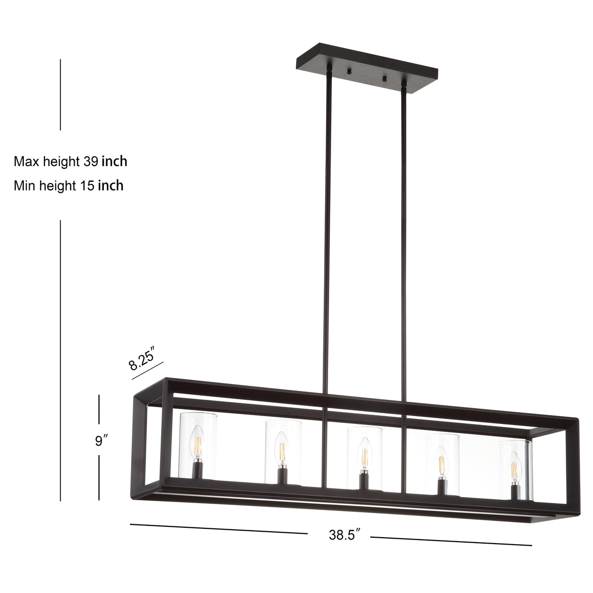 Terry 38.5" Linear 5-light Metal/Glass LED Pendant