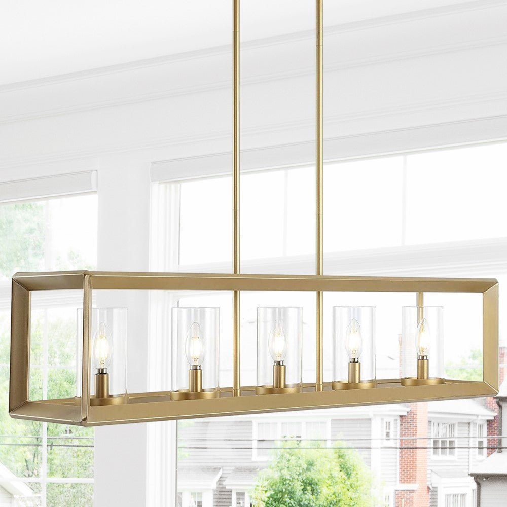 Terry 38.5" Linear 5-light Metal/Glass LED Pendant