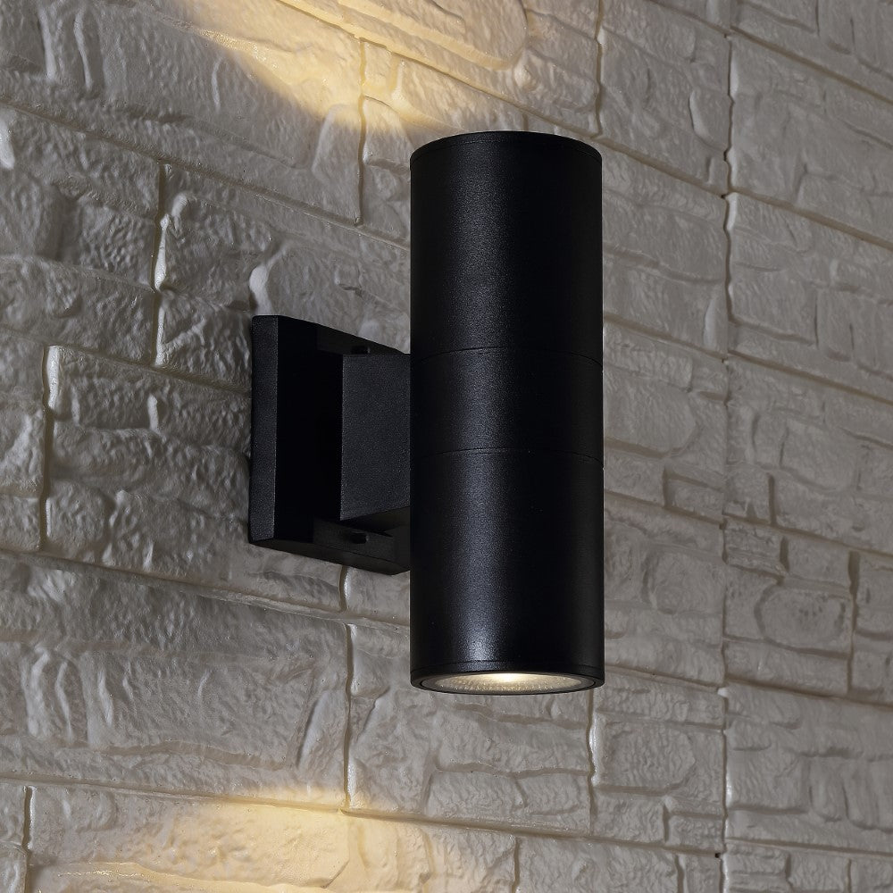 Domingo 6" Cylinder Outdoor Metal/Glass Integrated LED Sconce with Uplight