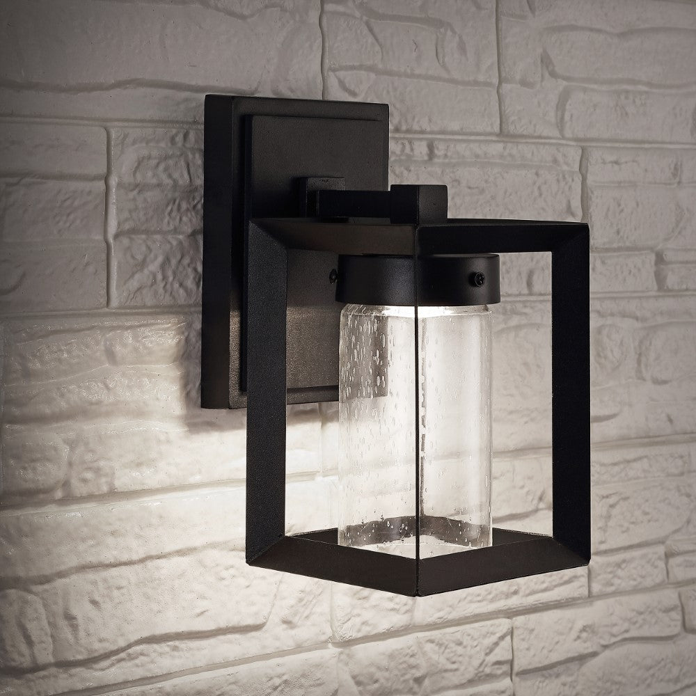 Turkey 6.75" Outdoor Modern Cube Bubble Glass/Metal Integrated LED Sconce