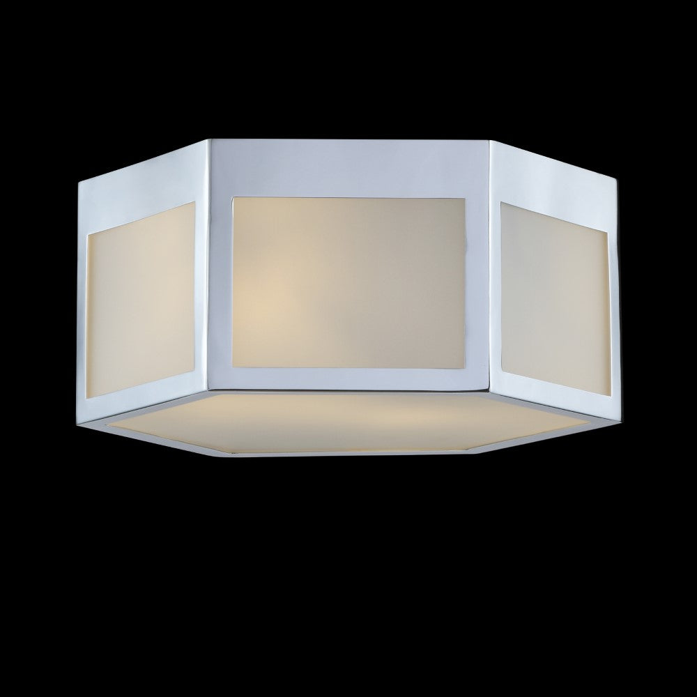 Niam Hexagon Metal/Frosted Glass LED Flush Mount