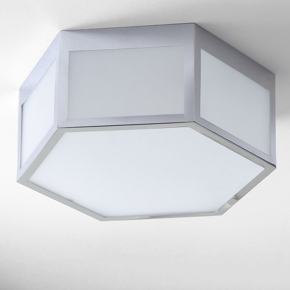 Niam Hexagon Metal/Frosted Glass LED Flush Mount