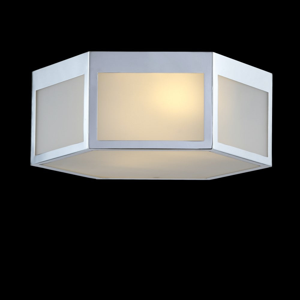 Niam Hexagon Metal/Frosted Glass LED Flush Mount